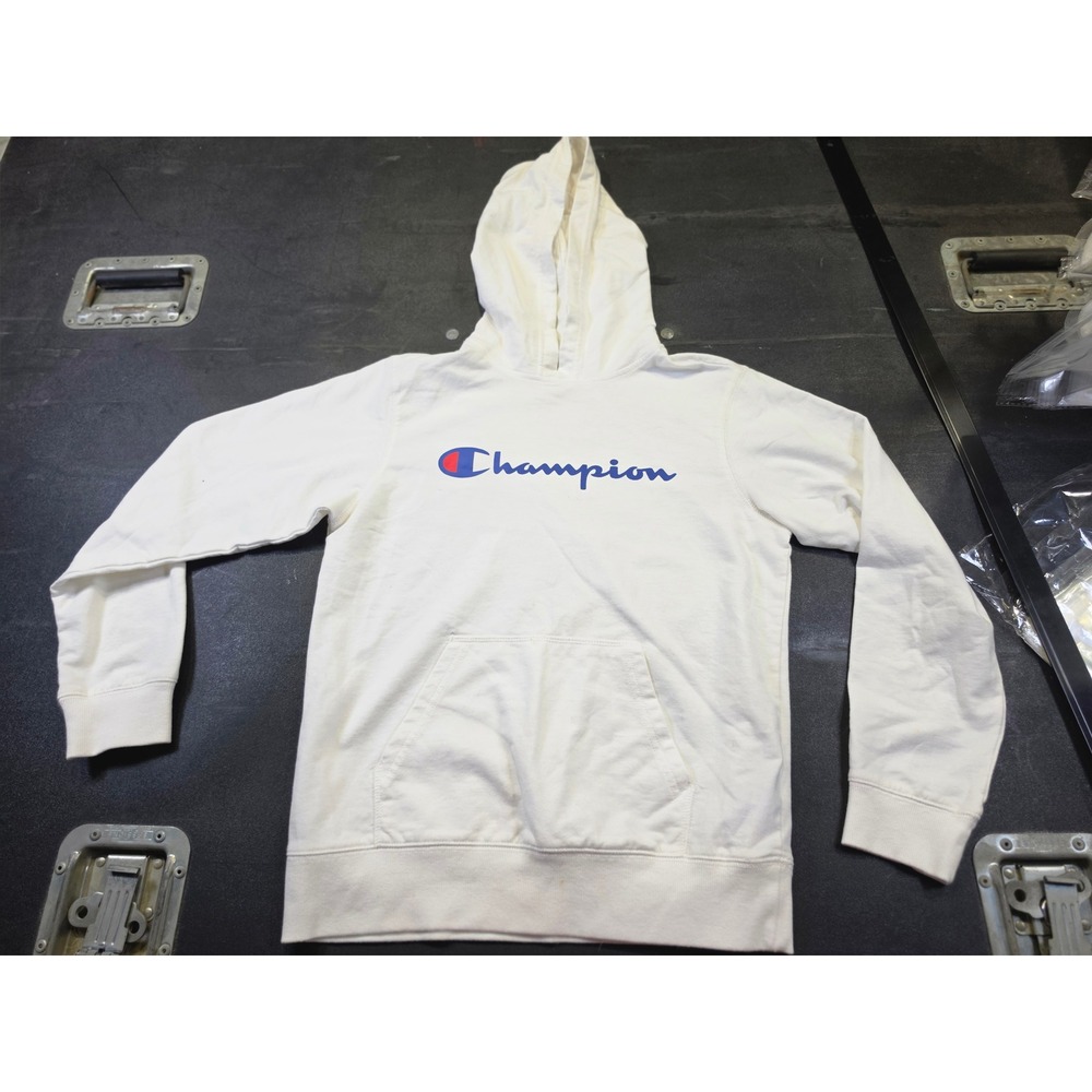 Champion Authentic Athleticwear White Logo Hoodie Sweatshirt Large RN 82382